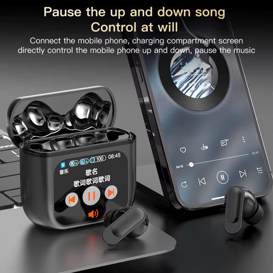 TWS Earbuds ANC Active Noise Cancellation Earphone with Touch Control LCD Screen Super Bass Premium Sound ENC Microphone SE-60