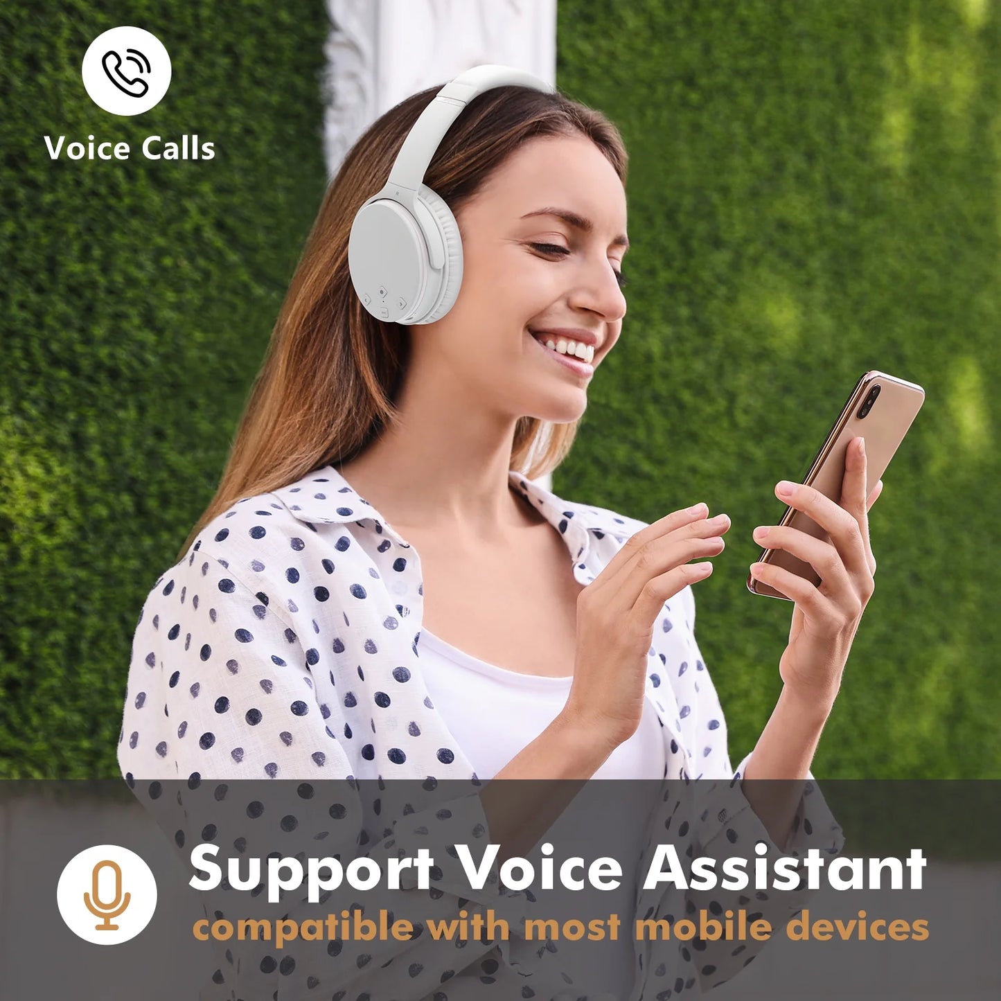 NC25 Active Noise Cancelling Headphones Bluetooth 5.3, Over-Ear with ANC ,Mic,50H Playtime, Voice Assistant